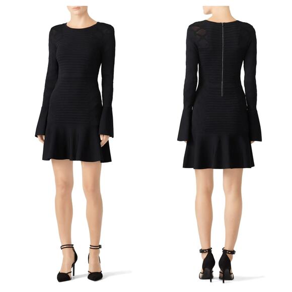 PARKER Lois Knit Flouncy Sweater Mini Dress Bell Sleeve LBD Black Size S $398 - Picture 11 of 12